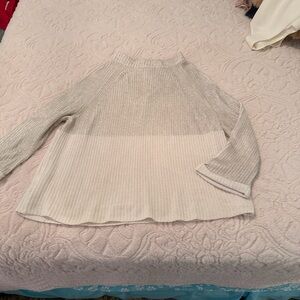Chico's Elegant Gray and Cream Cowl Sweater